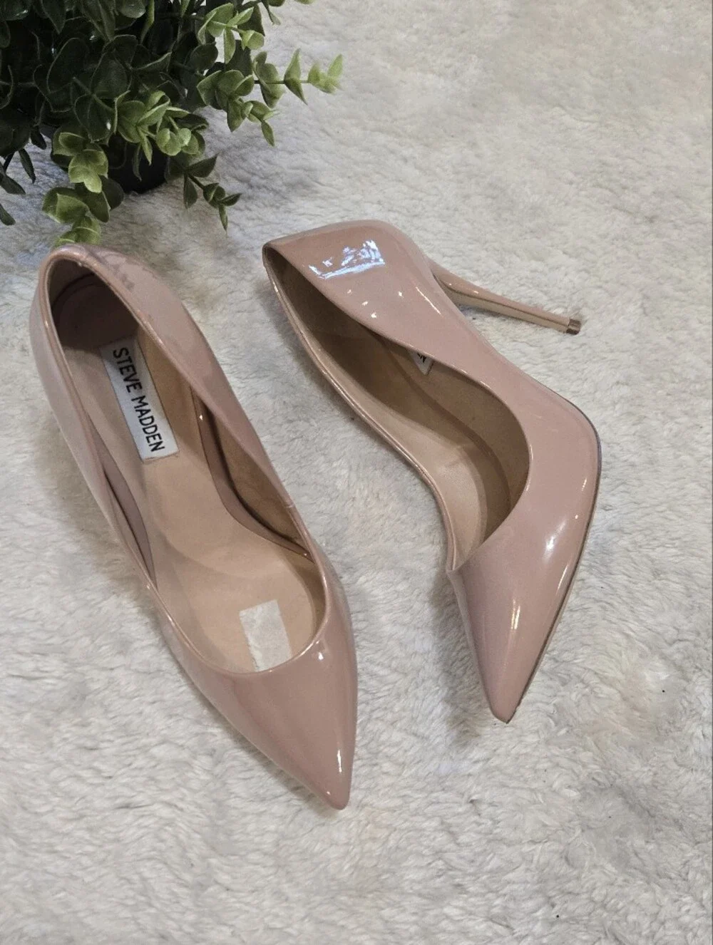 Steve Madden Daisie Nude Patent Pointed Toe Stiletto Neutral Office Pumps, 8